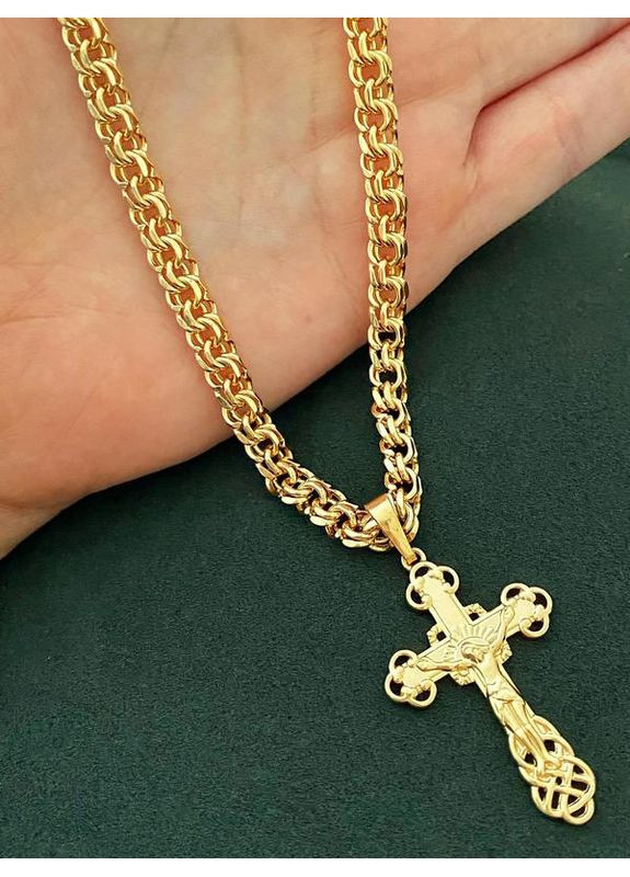 Позолоченная Цепочка 55см + Крестик. Позолота No Brand (361222498)