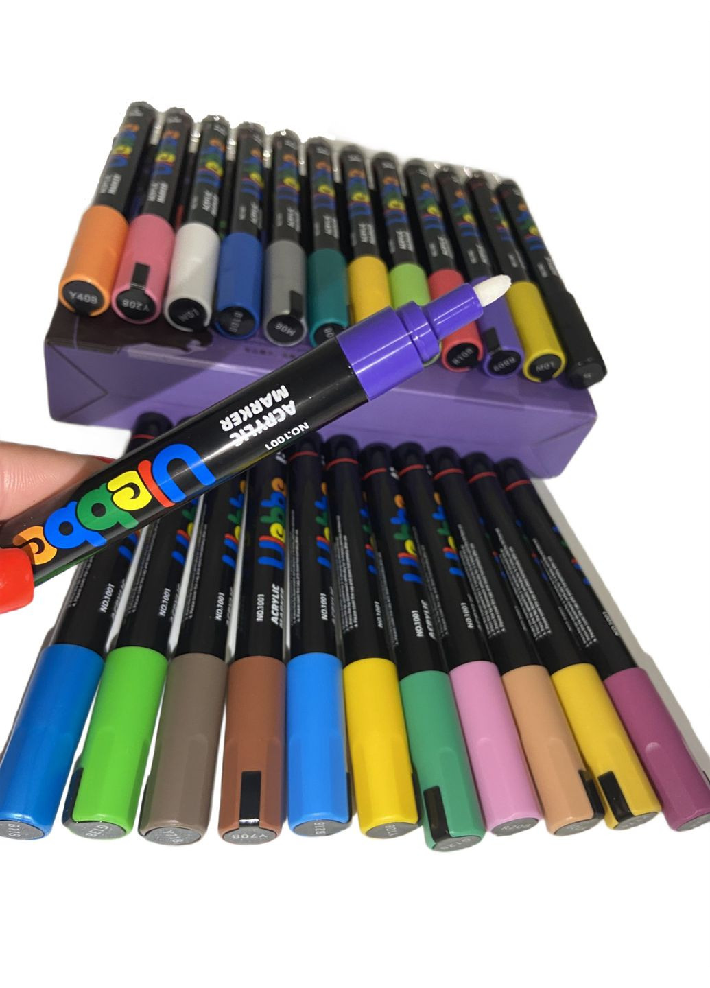 Набір акрилових маркерів Ulebbe для малювання на різних поверхнях 24 кольори (2-3 мм) No Brand (322650510)