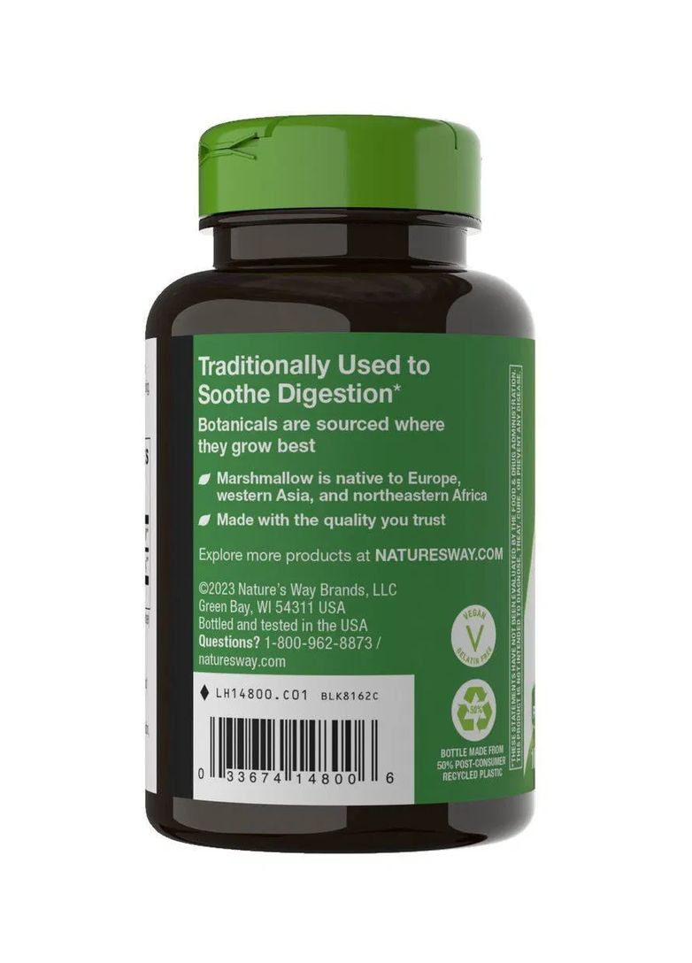 Корінь алтею Marshmallow 960 мг 100 веганських капсул 480 мг на капсулу Nature's Way (361114654)
