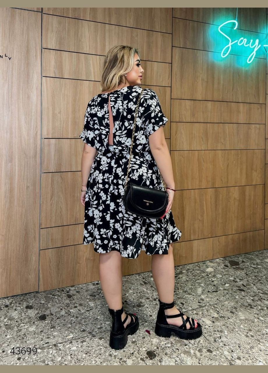 Черное повседневный платье с открытой спиной больших размеров с открытой спиной Liton