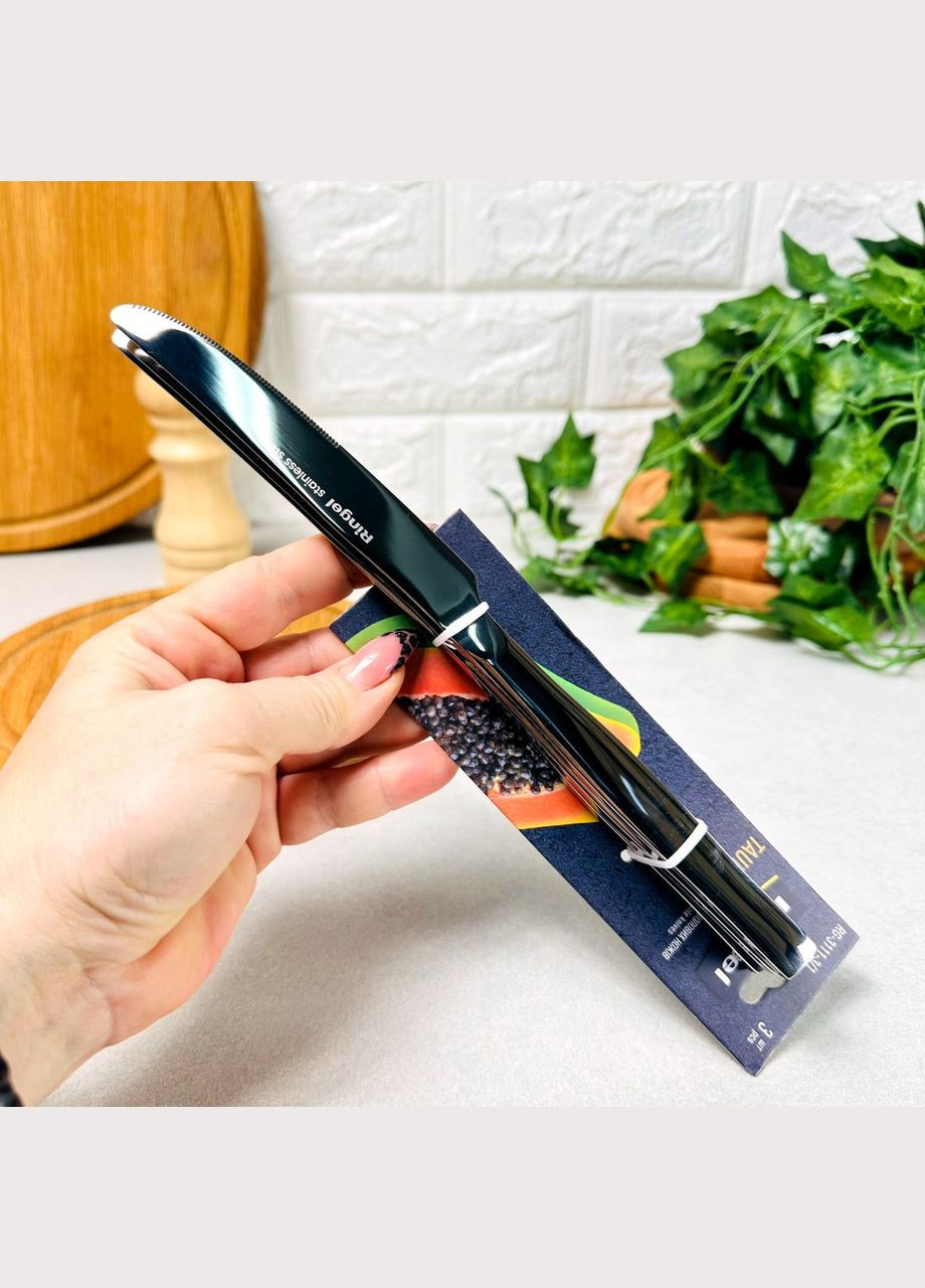 Набір столових ножів з квадратною ручкою 3 шт Taurus Ringel (365815095)