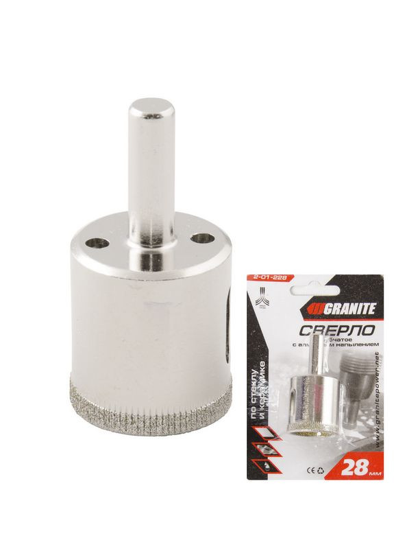 Сверло трубчасте GM з алмазним напиленням для скла та плитки 28 мм (2-01-228) Granite (317195639)