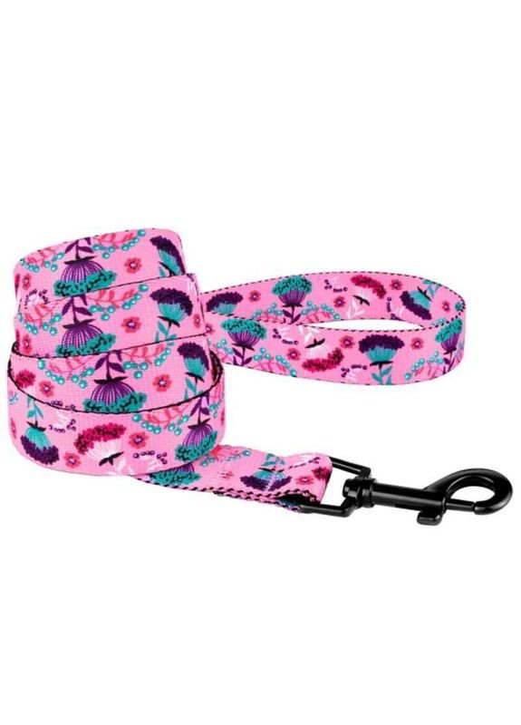 Повідець нейлоновий для собак різних порід та котів Dog Urban Flowers Pink - 1,6х152 см BronzeDog (341675190)