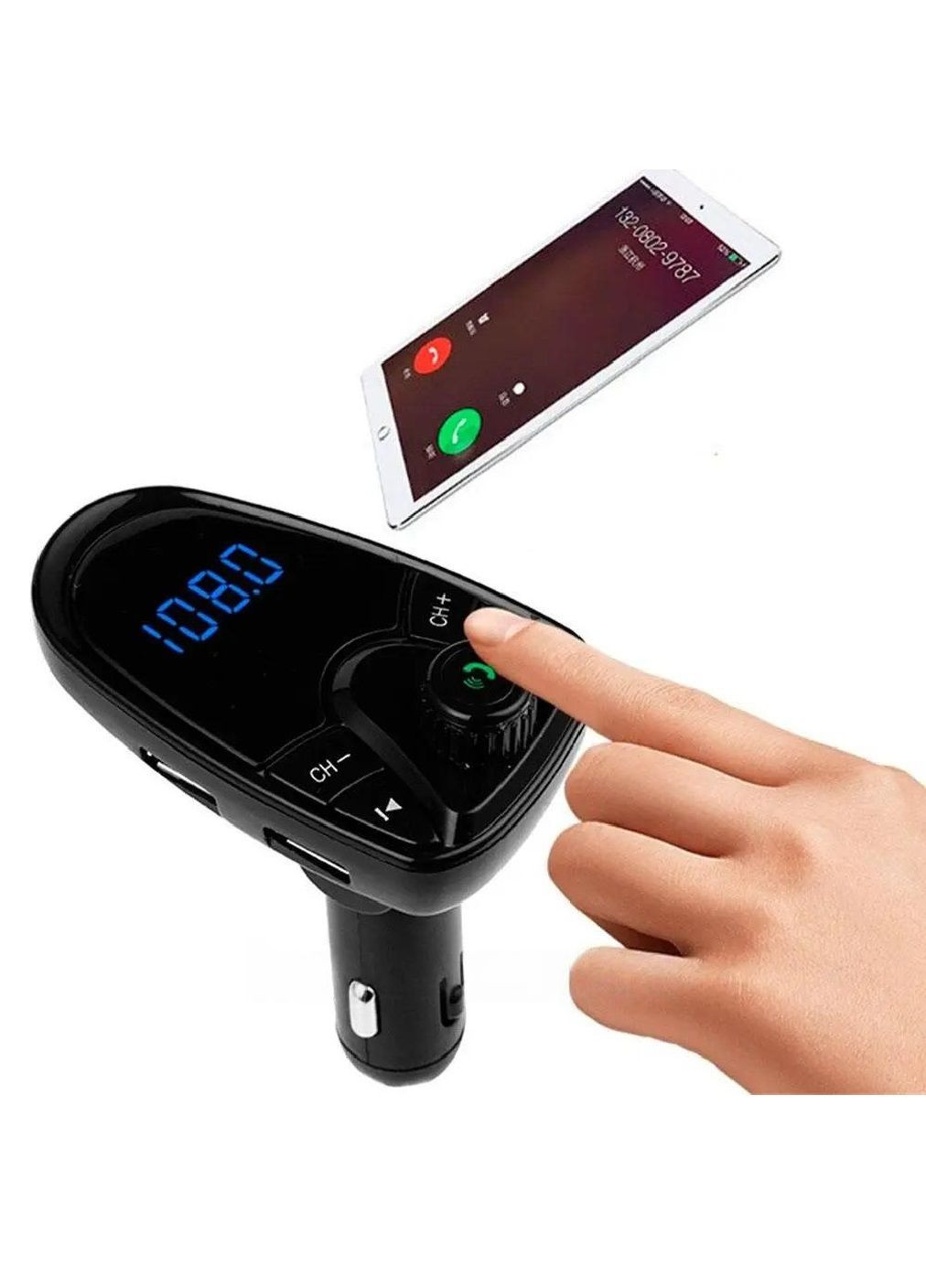 Автомобильный FM-трансмиттер модулятор с Bluetooth MP3 плеером дисплеем в машину автомобиль (476771-Prob) Unbranded (290663814)