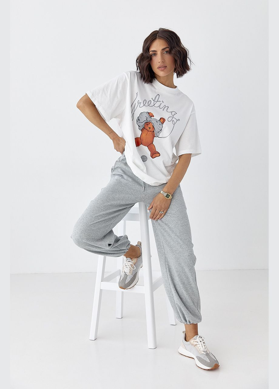 Хлопковая футболка с мишкой Lurex - (330357624)