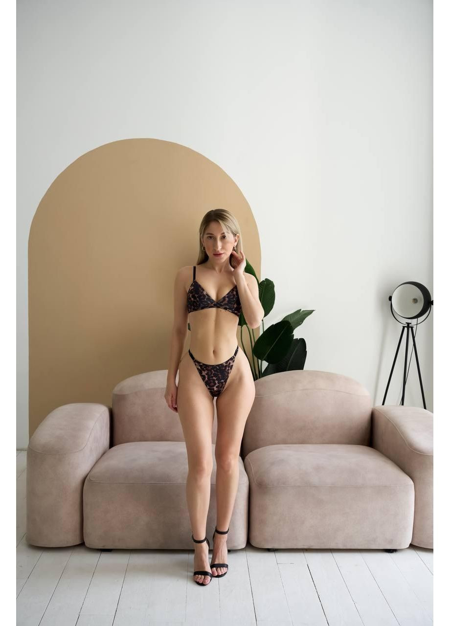 Комбінований демісезонний комплект білизни леопардовий / жіночий комплект без кісточок / м’яка білизна у тваринний принт 🐆 No Brand