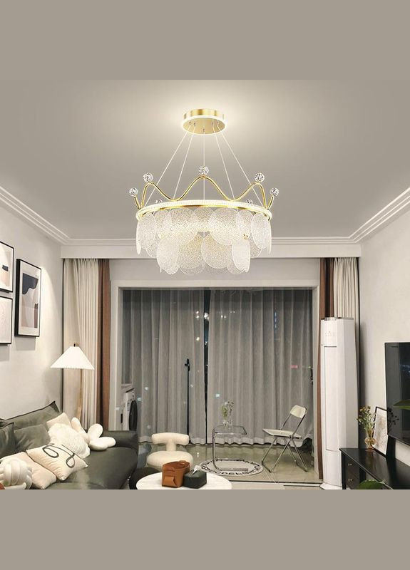 Люстра светодиодная подвесная LED светильник для квартиры на потолок лэд 26608 Золото 40-130х68х68 см. Sunnysky (364493628)