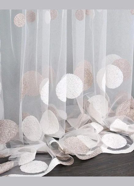 Готовий тюль фатін в кульках, молочний, на тасьмі ширина 300 см, висота 280 см No Brand (307068794)