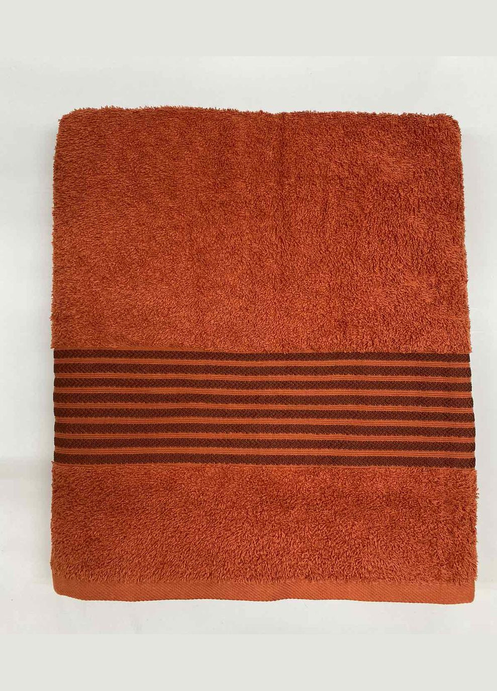 Рушник махровий гладкофарбований бордюр Колосок 100х150 Катруся однотонний теракотовий