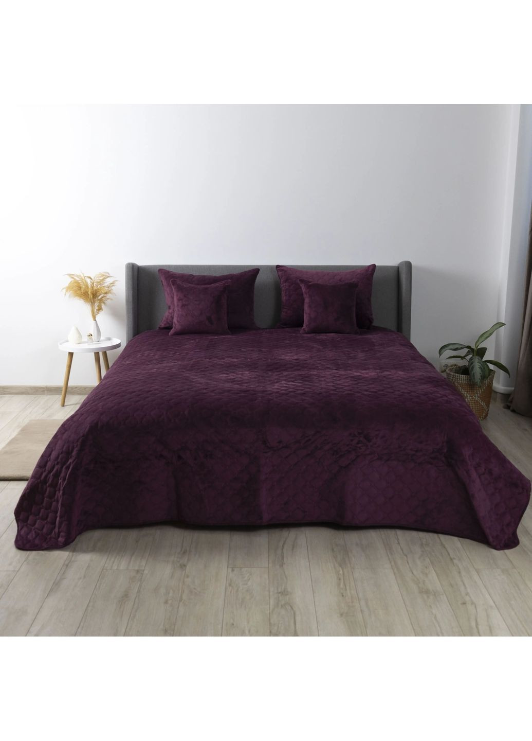 Євро покривало 220*240 см велюрове гіпоалергенне Бордове (24460220240) ТЕП (364237735)