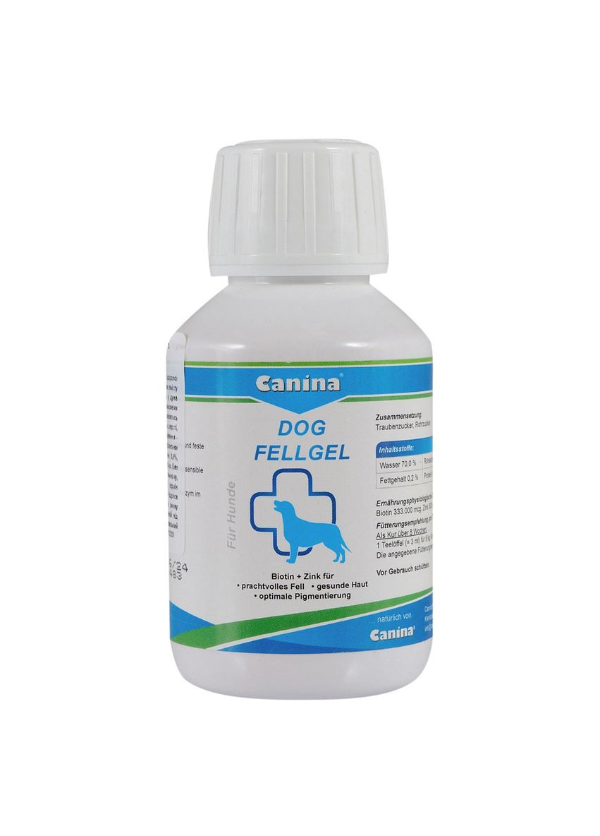 Біотин + цинк для дрібних вибагливих собак Dog Fell Gel 100 мл (4027565130900) Canina (279568352)