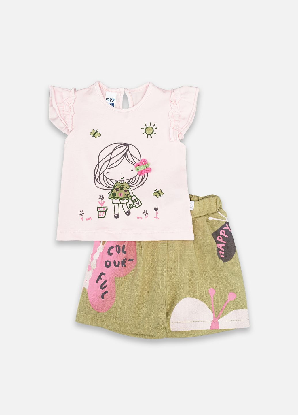 Світло-рожевий літній костюм з шортами для дівчинки колір світло-рожевий cb-00249271 Iggy