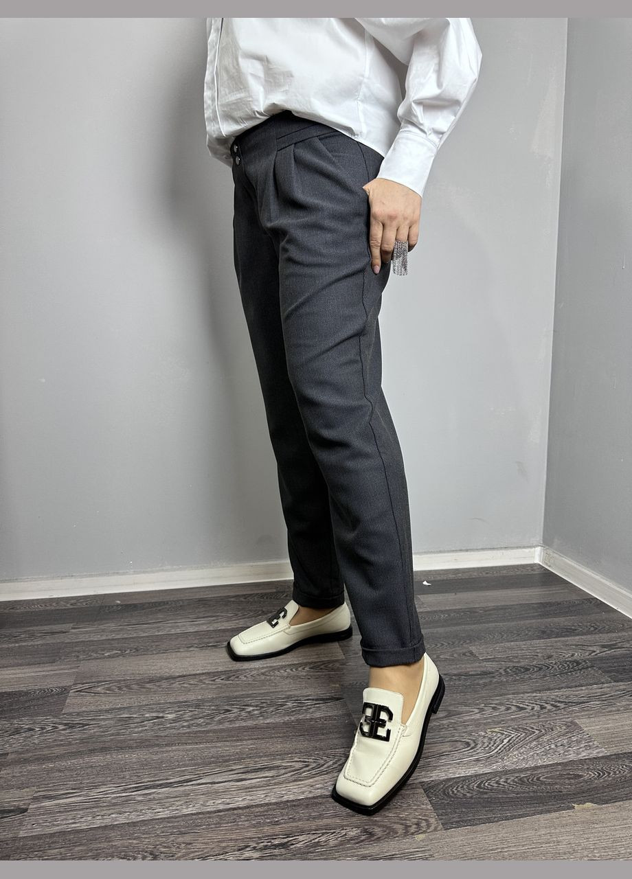 Женские брюки серого цвета на высокой посадке MKJL110900-1 Modna KAZKA (277159886)