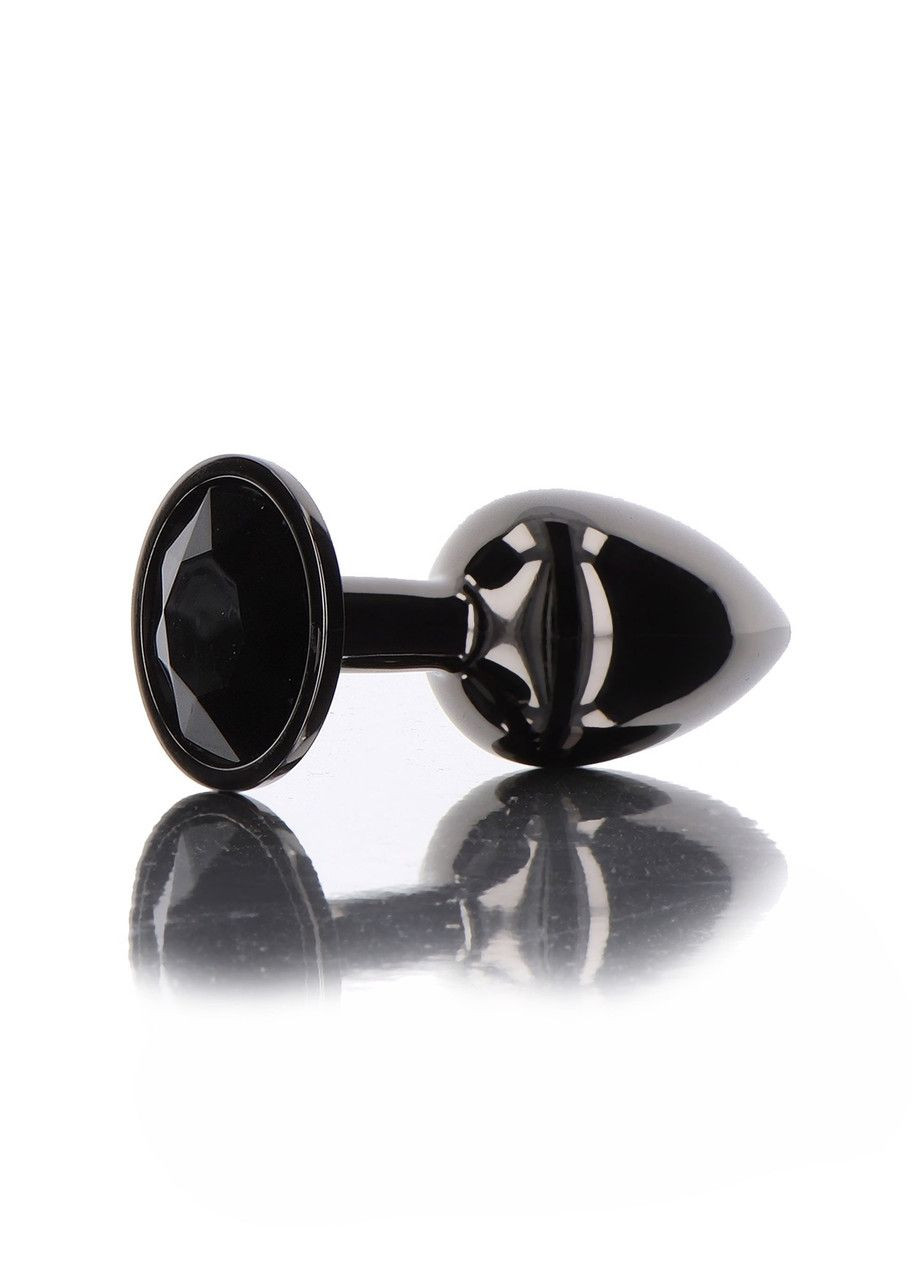 Анальная пробка L черная металлическая с черным камнем Butt Plug With Diamond Jewel Taboom No Brand (294181671)