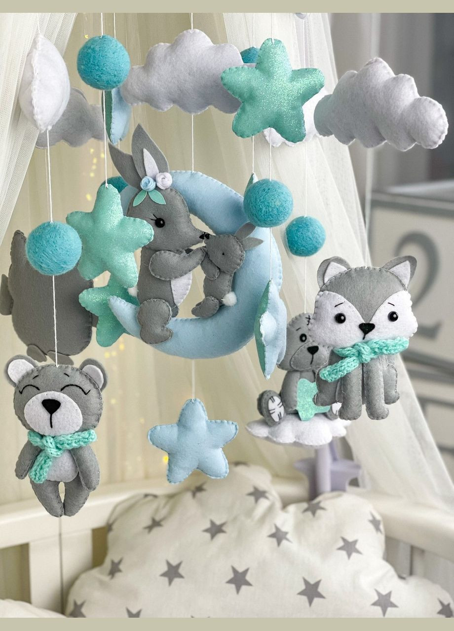 Детский музыкальный мобиль на кроватку для младенцев WooolyWool «Нежность» с 35 мелодиями No Brand (342757824)