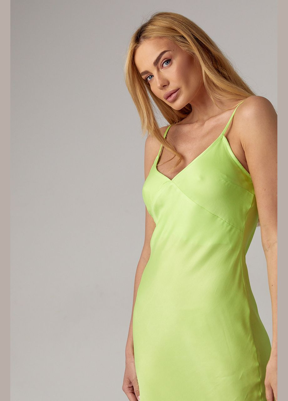 Атласна сукня максі в стилі білизни - салатовий Lurex (293292985)