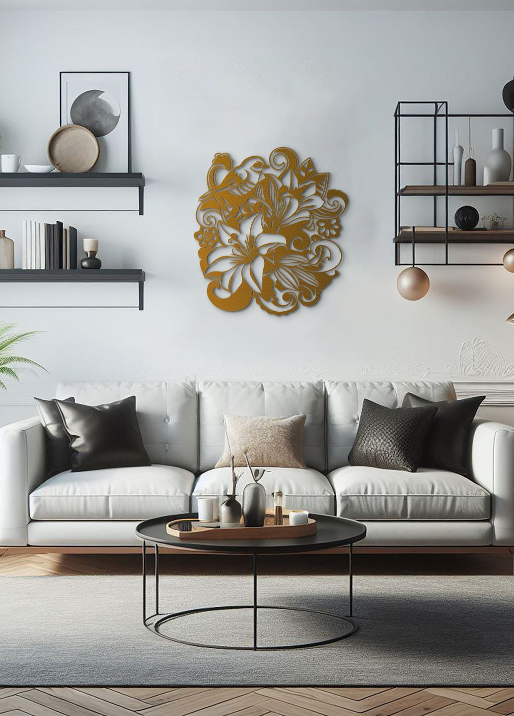 Декоративное панно из дерева, настенный декор для дома "Лилия цветущая", оригинальный подарок 25х28 см Woodyard (292111952)