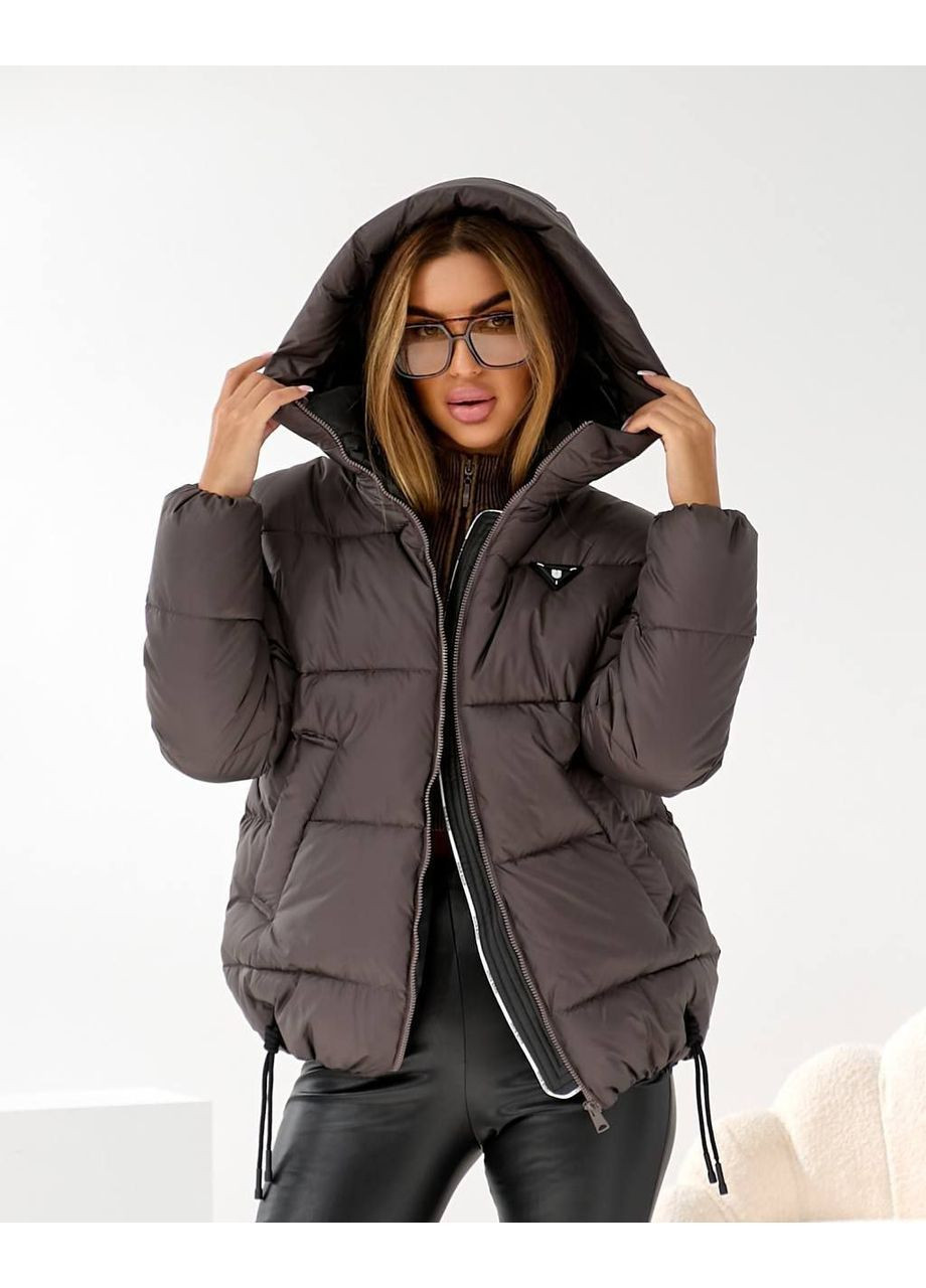 Коричнева зимня куртка-пуховик Stylish Touch