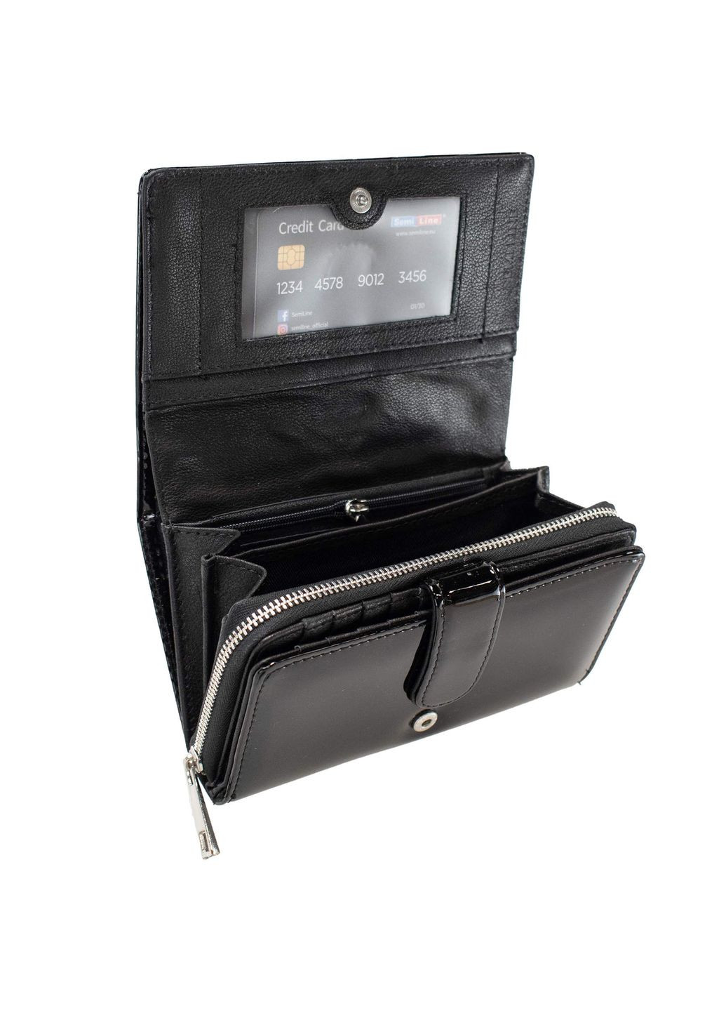 Кошелек женский кожаный RFID Black (P8229-0) Semi Line (337349734)