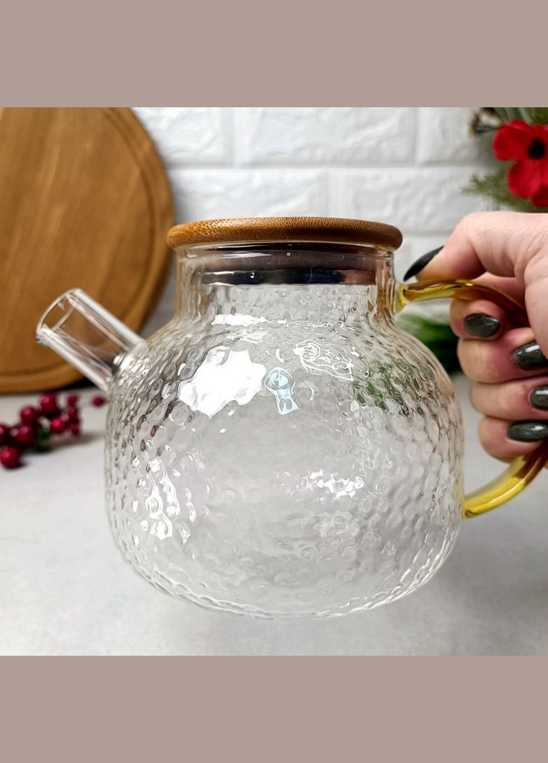 Скляний чайник для заварювання на вогонь 1л з фактурного скла Ardesto (303210903)