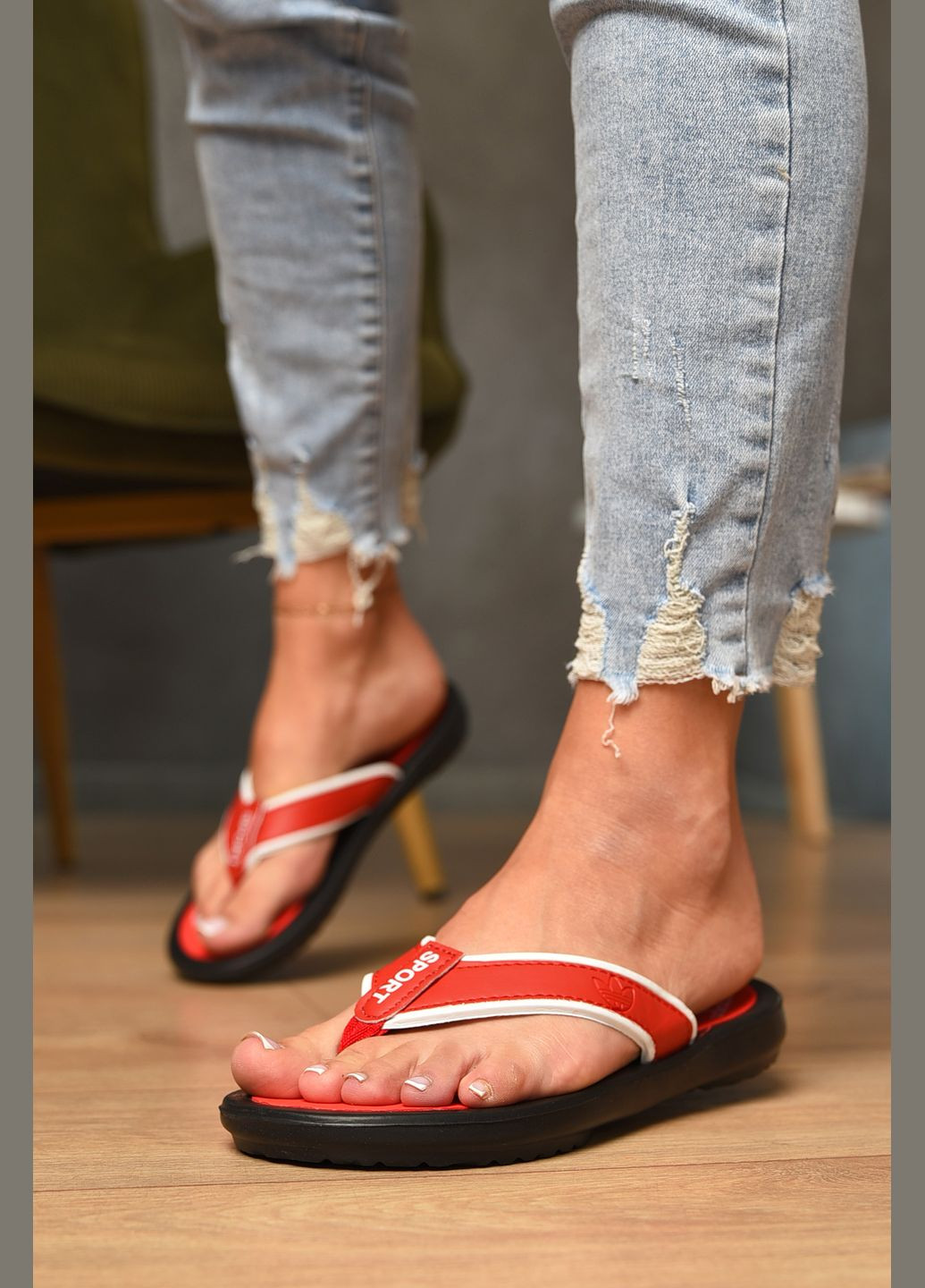 В`єтнамки жіночі чорно-червоного кольору Let's Shop (346390976)