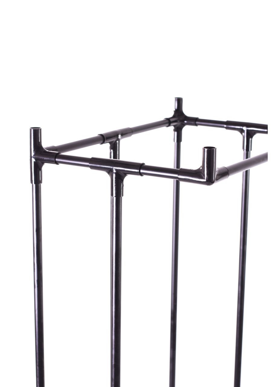 Металева стійка - тримач (контейнер) для сміттєвих пакетів для сухого та об'ємного сміття на колесах чорна Treho 240 SW Metaplant (346530996)