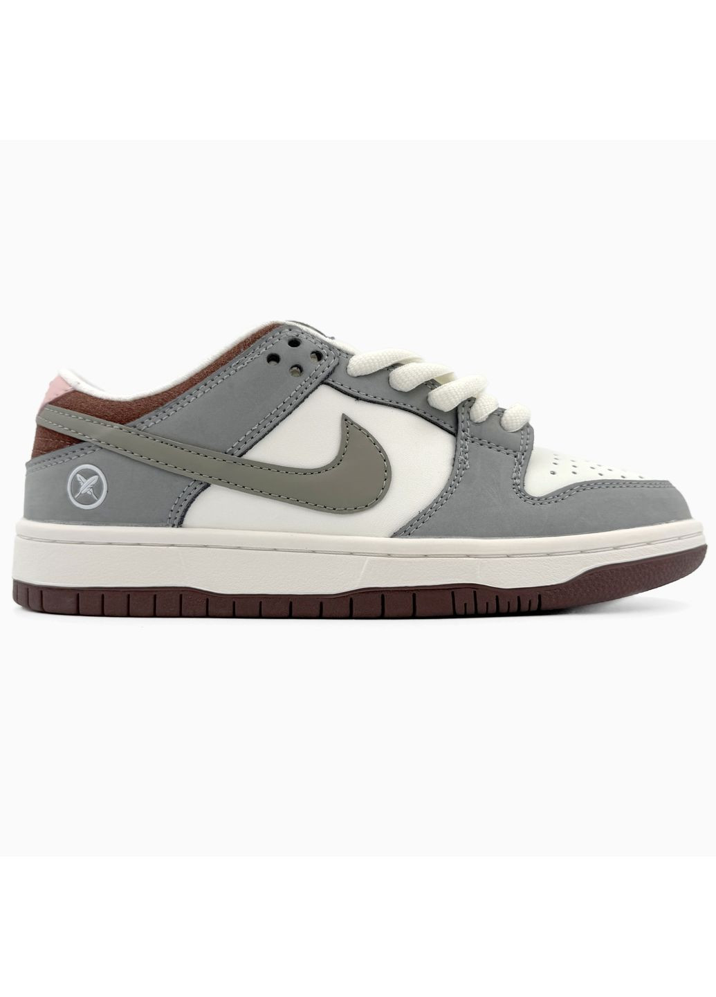 КРОССОВКИ ЖЕНСКИЕ NIKE SB DUNK GREY / WHITE / BROWN НАЙК СБ ДАНК No Brand серые демисезоны (367175848)