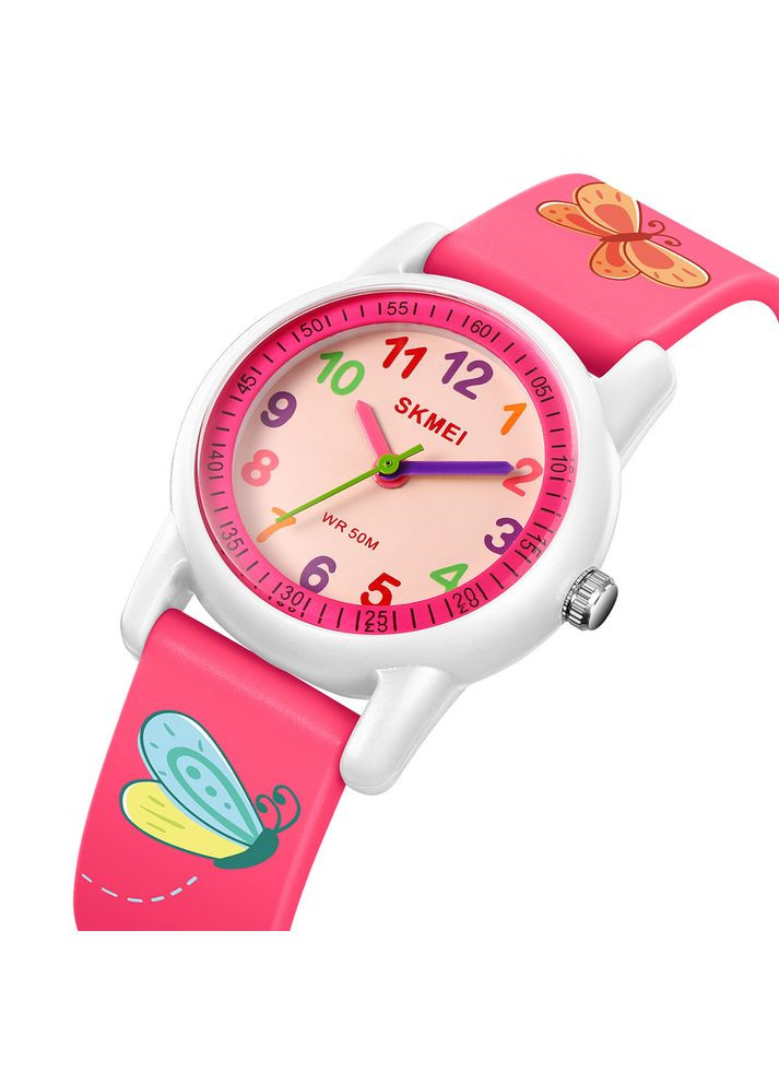 Годинник для дівчаток кварцовий водонепроникний рожевий з каучуковим ремінцем стрілочний ProDobro (367267715)