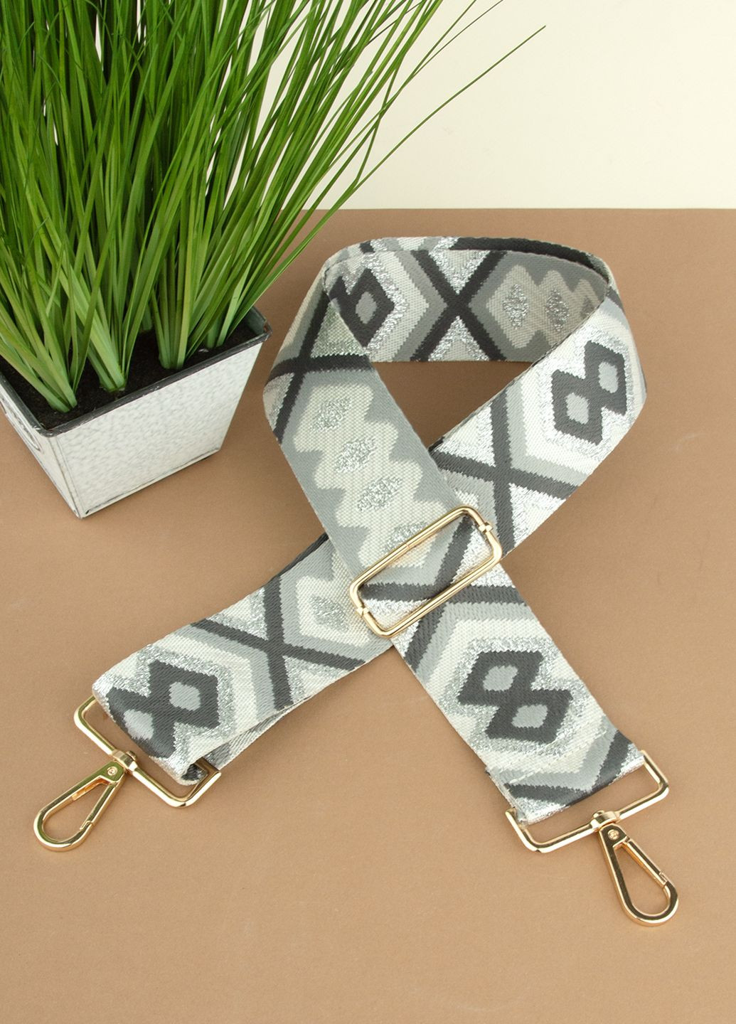 Ремень для сумки текстильный 50 мм 3618 gold серебристо-серый HandyCover (323757913)