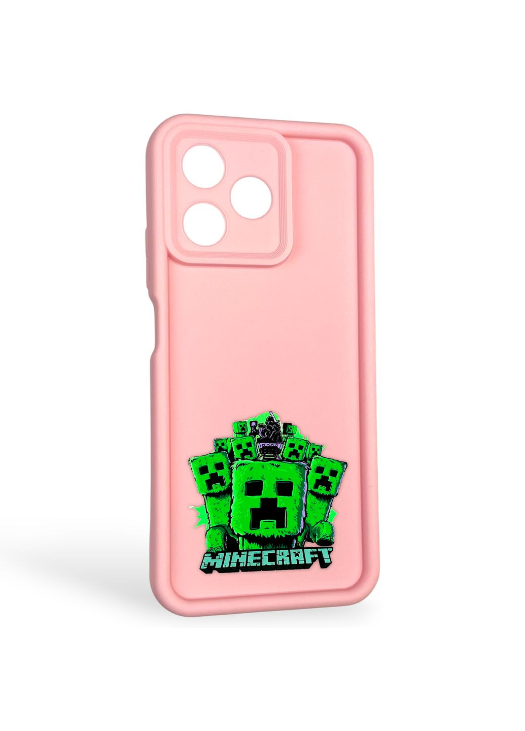Чехол силиконовый Soft Touch с 3D принтом Майнкрафт для C53 розовый (Полная защита камеры) Realme (373424525)