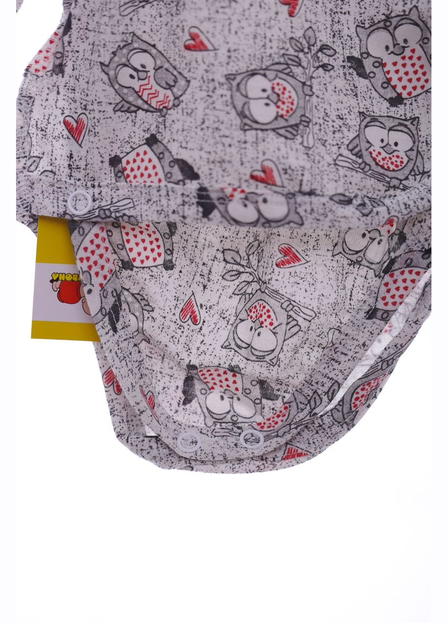 Боди с длинным рукавом с царапками кулир на кнопке Совушки серый 68 см (39700) BABYKROHA (297197509)