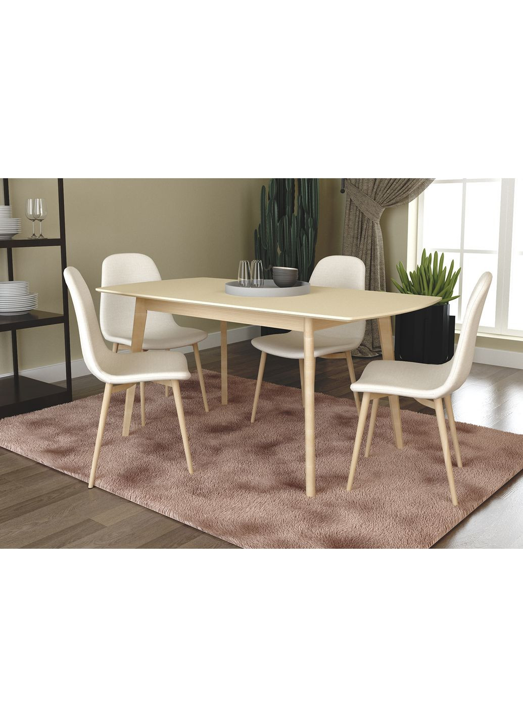 Стіл обідній розкладний Exen II 120(160)х80 см Кремовий Intarsio (372178410)