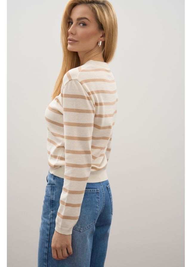 Бежевый джемпер в полоску 2800 айвори – миндальный Triko Bakh