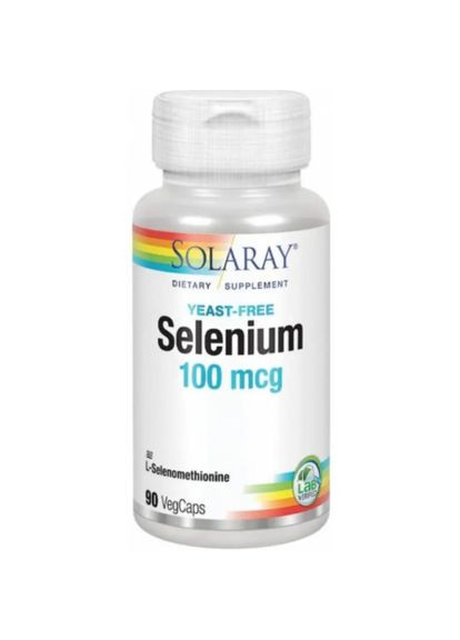 Селен без дріжджів, Selenium,, 100 мкг, 90 капсул вегетаріанських (SOR04676) Solaray (266039027)