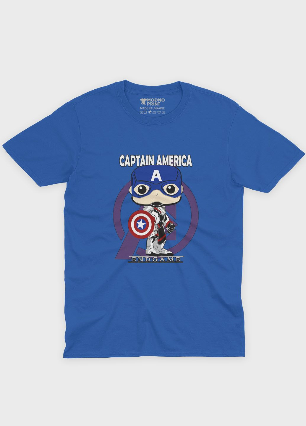 Синя демісезонна футболка для дівчинки з принтом супергероя - капітан америка (ts001-1-grr-006-022-008-g) Modno