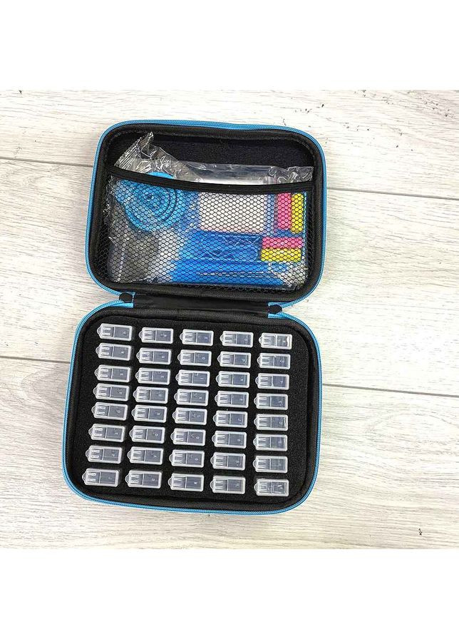 Набор инструментов для работы с алмазной мозайкой 87 предметов в кейсе синего цвета No Brand 6346 (360889932)