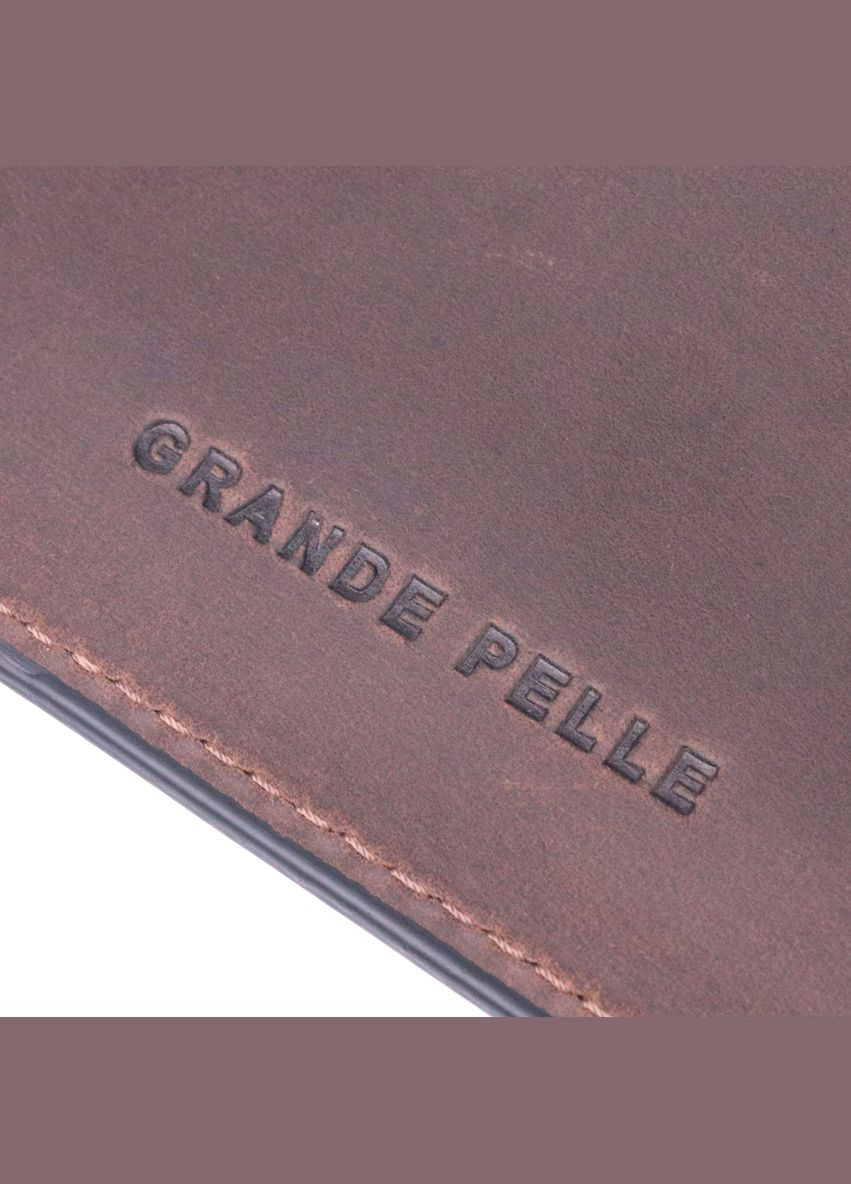 Надежная обложка из винтажной кожи на военный билет Тризуб ЗСУ 16752 Коричневая Grande Pelle (331907156)