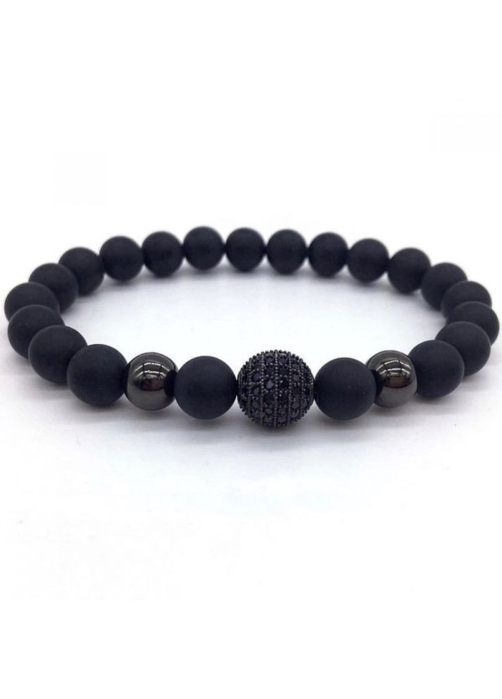 Чоловічий браслет з натурального каміння (агат), чорний No Brand (328251259)