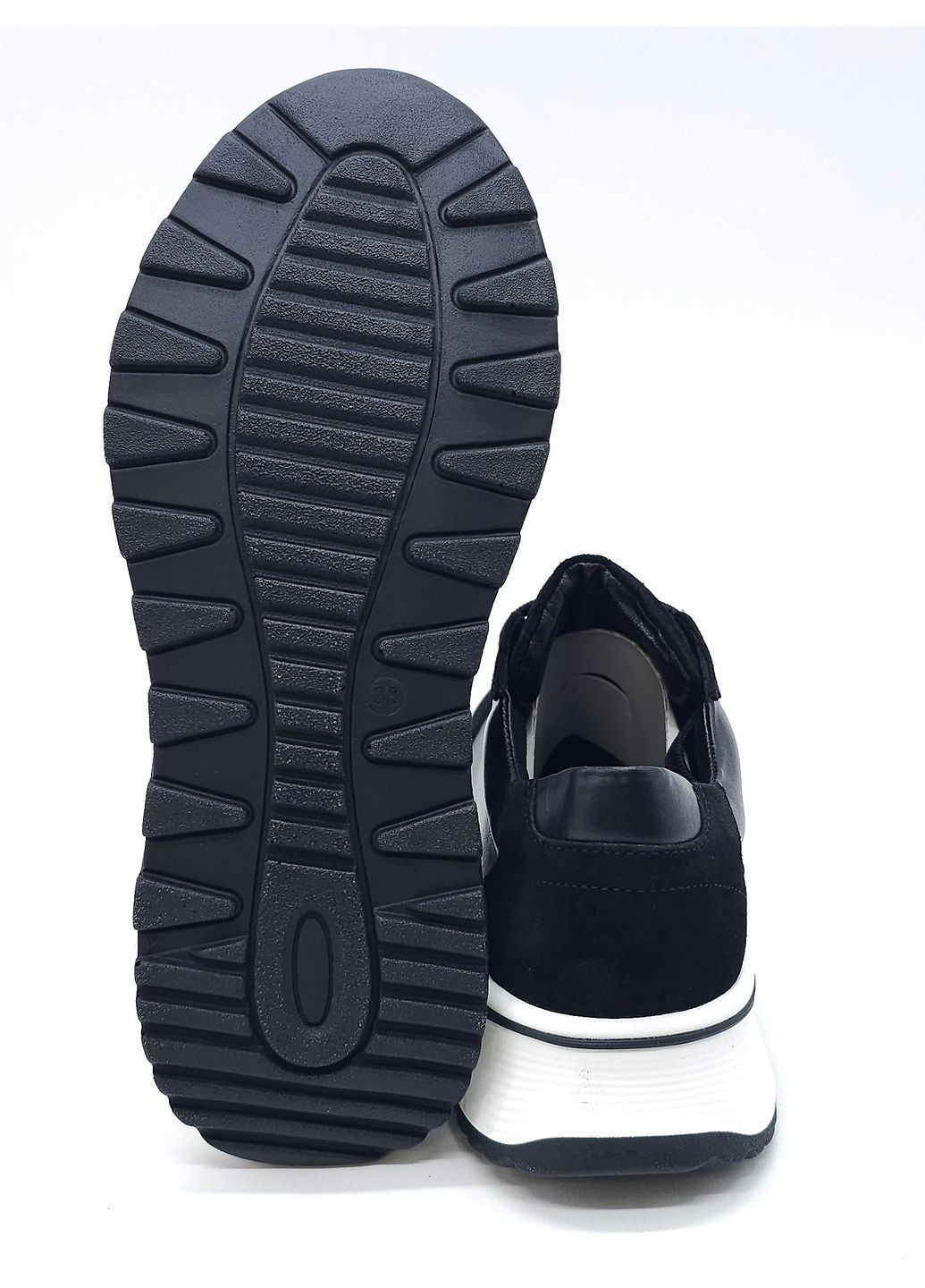 Черные всесезонные женские кроссовки черные кожаные mr-13-4 23,5 см (р) Morento