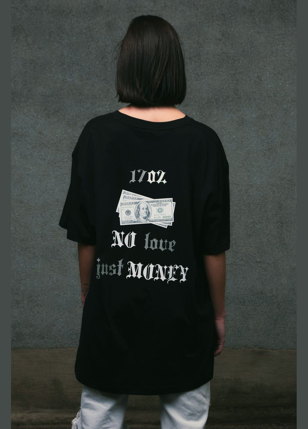 Женская Оверсайз Футболка С Принтом Dollar Black Without - (327223067)