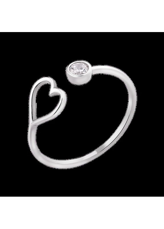 Кольцо серебряное незамкнутое маленькое сердечко и один белый фианит No Brand (333705318)