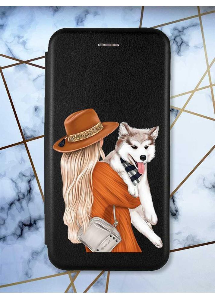 Чохол-книжка з малюнком для Samsung Galaxy S21 FE Чорний:: Дівчина з песиком (принт 115) Creative (360659725)