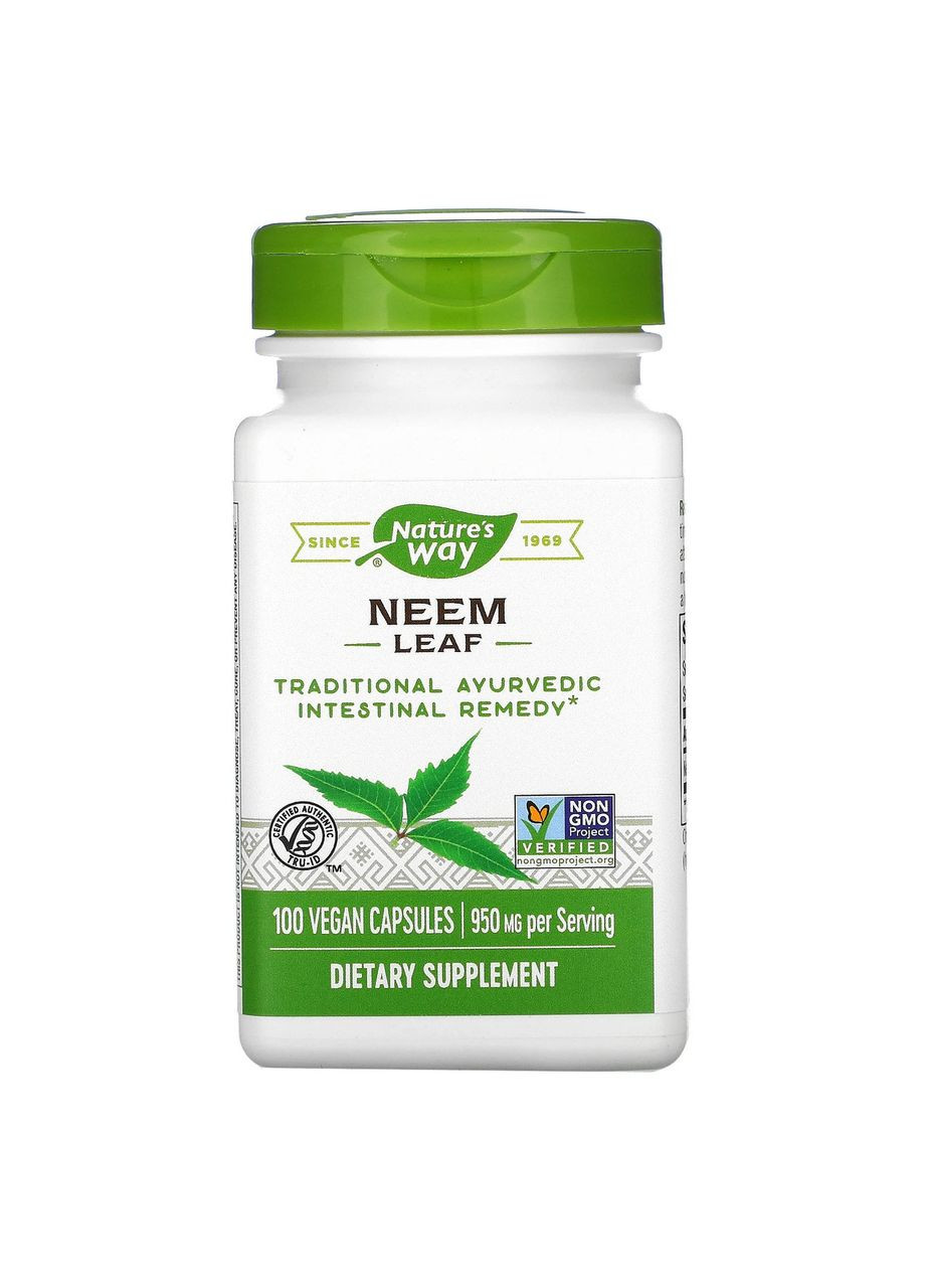 Листя Німу 950 мг Neem Leaf 100 вегетаріанських капсул Nature's Way (265530149)