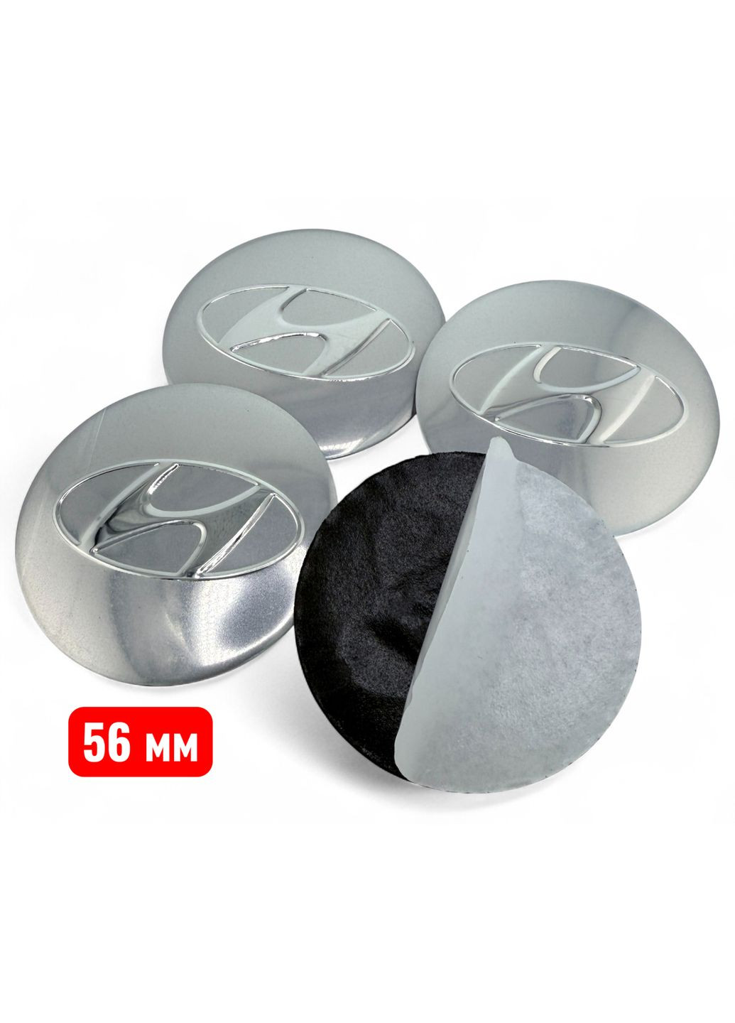 Наклейки з логотипом Хюндай 56 мм алюмінієві 4 штуки. Hyundai (366249306)