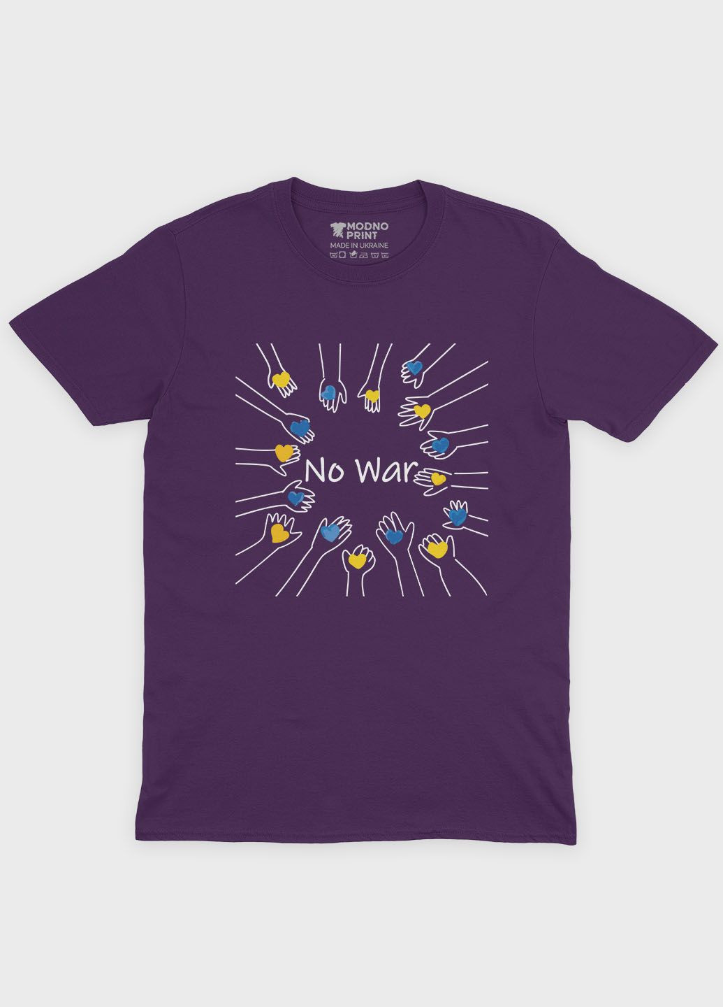 Фіолетова демісезонна футболка для хлопчика з патріотичним принтом no war (ts001-1-dby-005-1-028-b) Modno