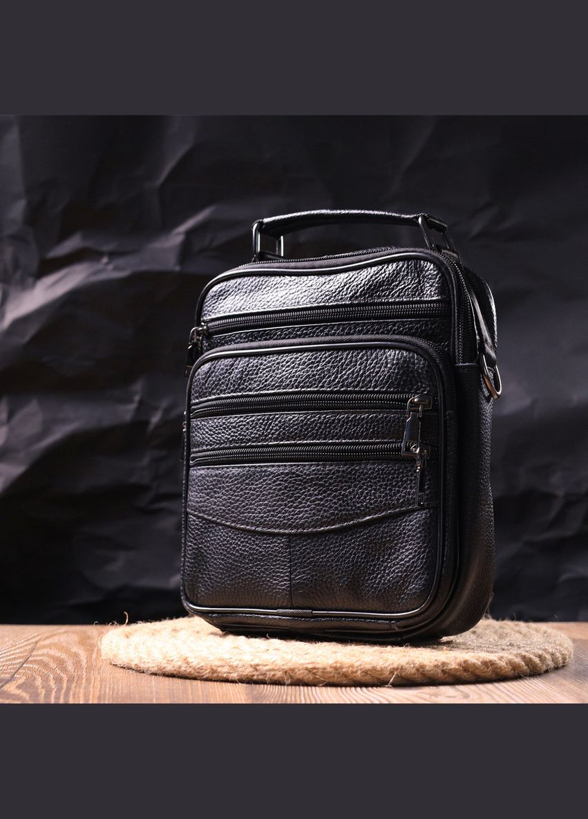 Кожаная сумка кросс боди мужская через плечо черная 21270 Vintage (329195737)
