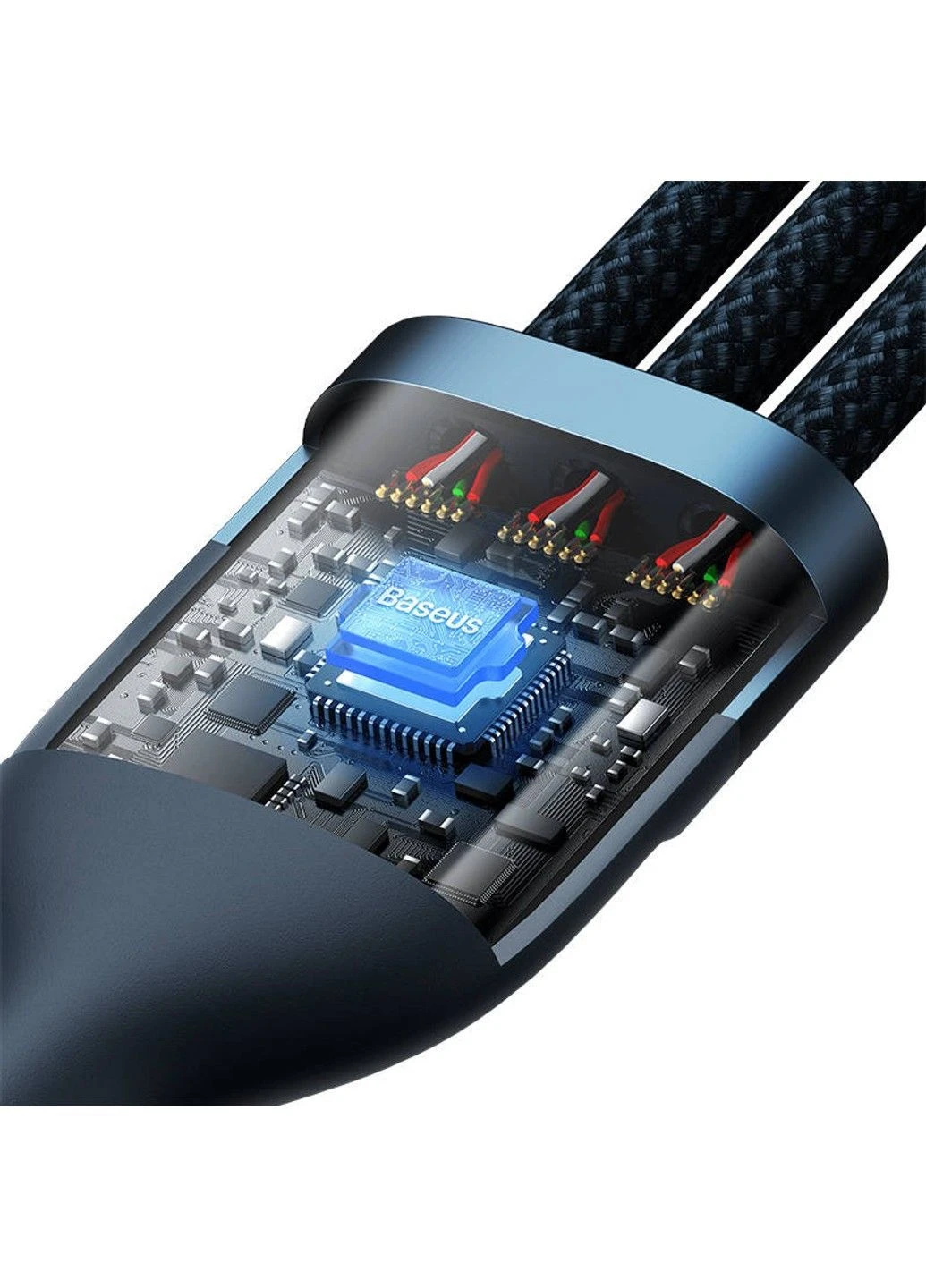 Кабель Flash Series Ⅱ One-for-three Fast Charging Data Cable USB to M+L+C 66W 1.2m Blue Baseus (380483081)