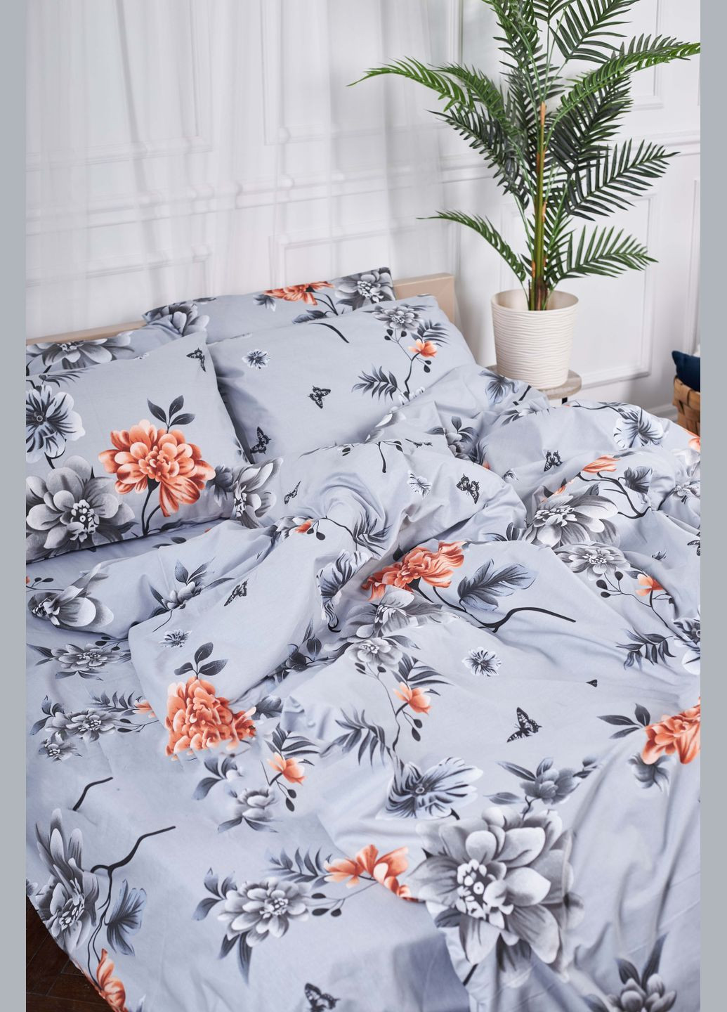 Комплект постельного белья полуторный евро 160х220 наволочки 2х70х70 Ranforce Elite (MS-820000092) Moon&Star Piwonie (284416288)