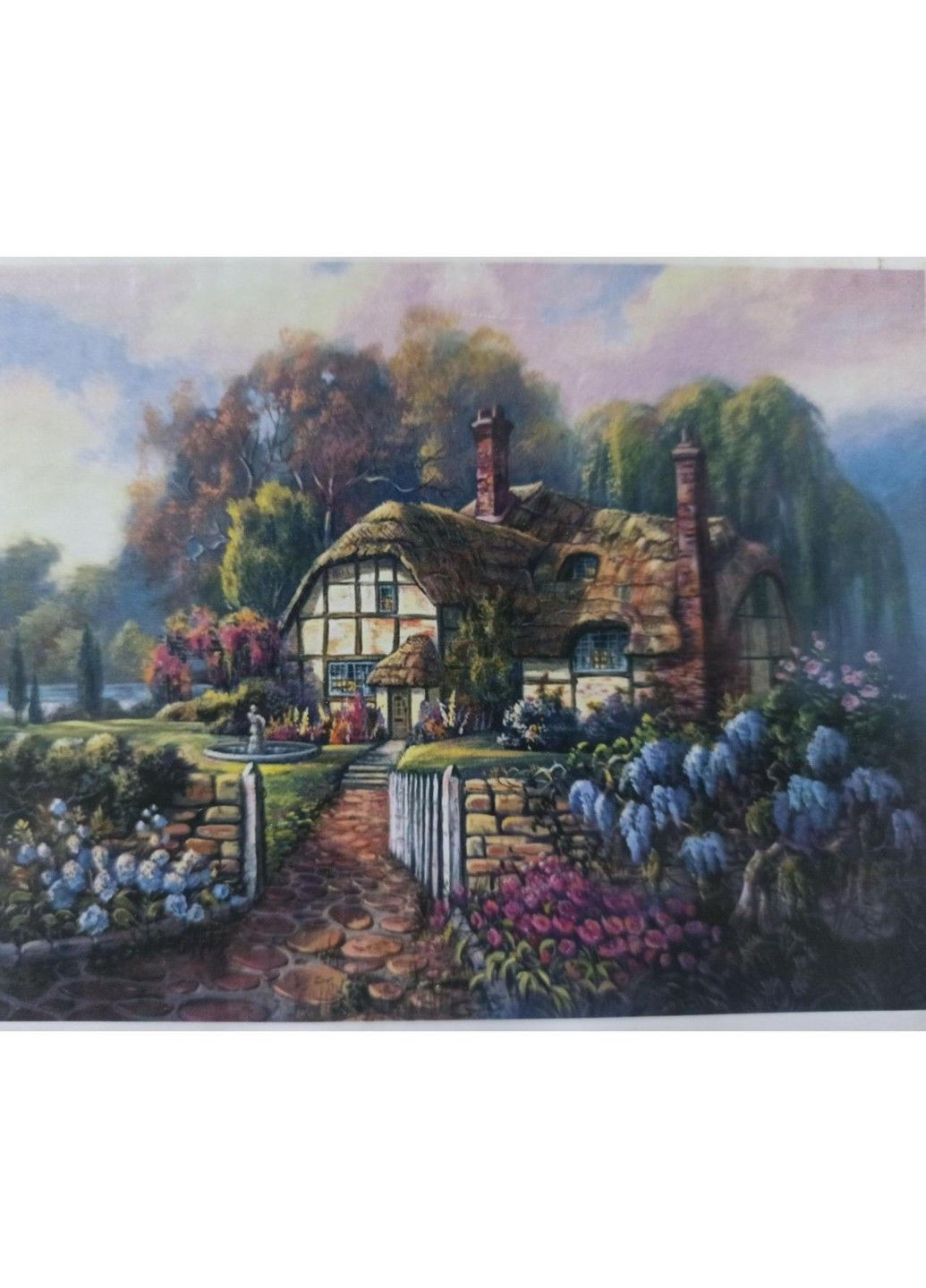 Набір алмазної вишивки "Затишна Дача" міст квіти захід сонця на підрамнику повна викладка мозаїка 5d 30х40 см No Brand (332208403)