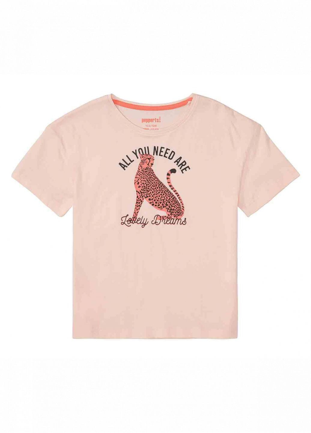Коралова демісезонна футболка укорочена для дівчинки 372032-1 кораловий Pepperts